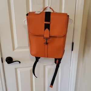 Coach Orange and Black Leather Backpack